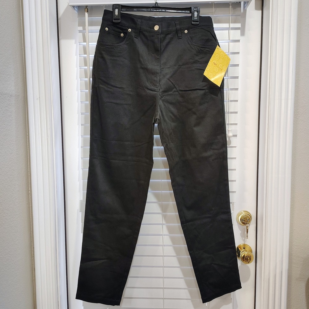 Denim & Co. Black Jeans Women SZ 14 Straight Leg Minimalist Casual Capsule